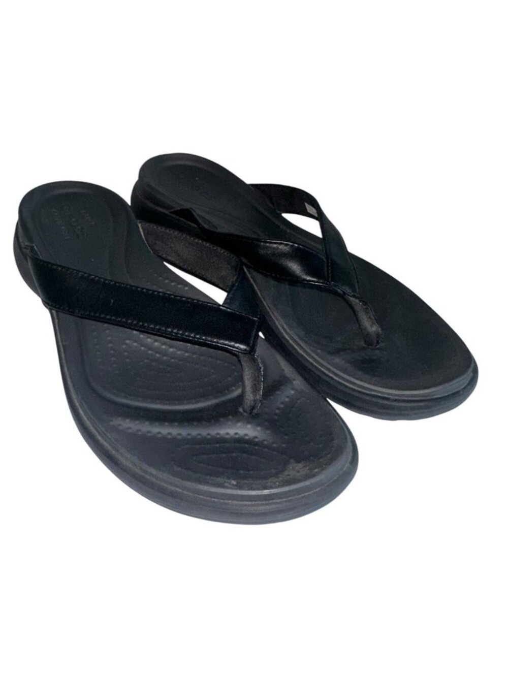 Crocs Size Women 8 Black Capri V Dual Comfort Flip Flop Thong Sandals Casual